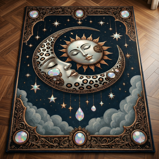 Дизайнерски килим Celestial Mystic Sun & Moon – Луксозен модел в дълбоко синьо (K-25)
