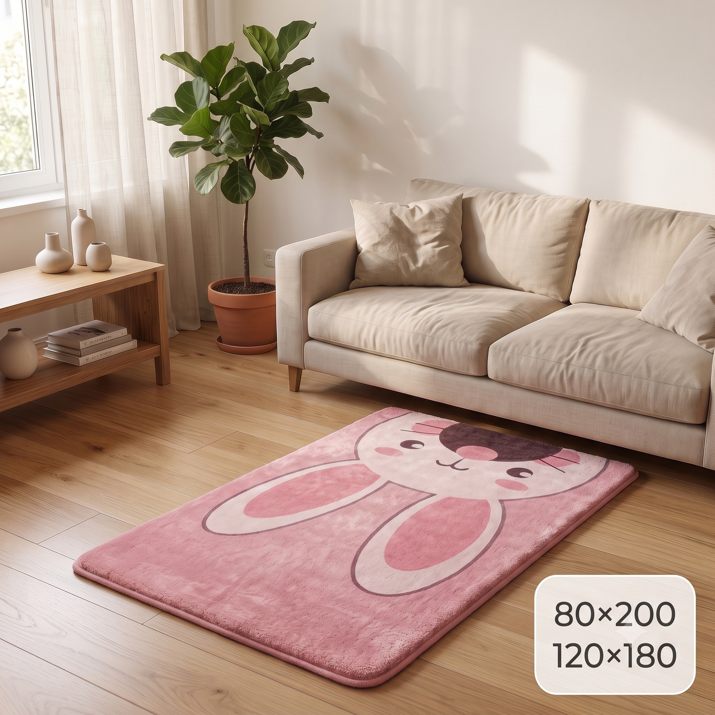 Детски 3D Килим Pink Bunny – Очарователен Дизайн с Зайче за Детска и Бебешка Стая (K-39)