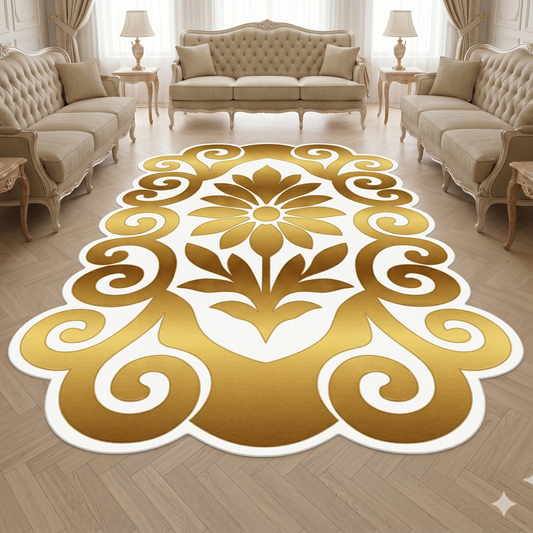 Луксозен 3D килим Gold Roses с класически дизайн и противоплъзгаща основа (K-05)