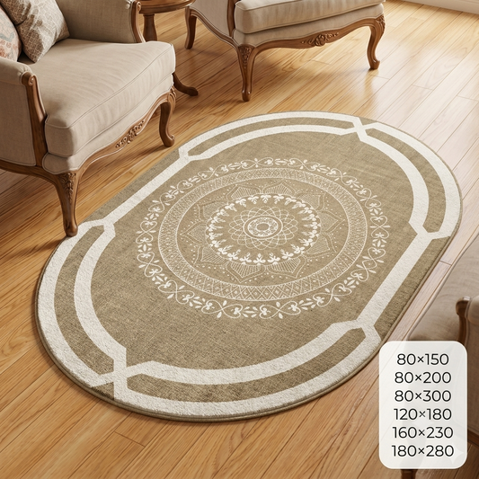 3D килим Mandala Beige в скандинавски бохо стил и противоплъзгаща основа (K-08)