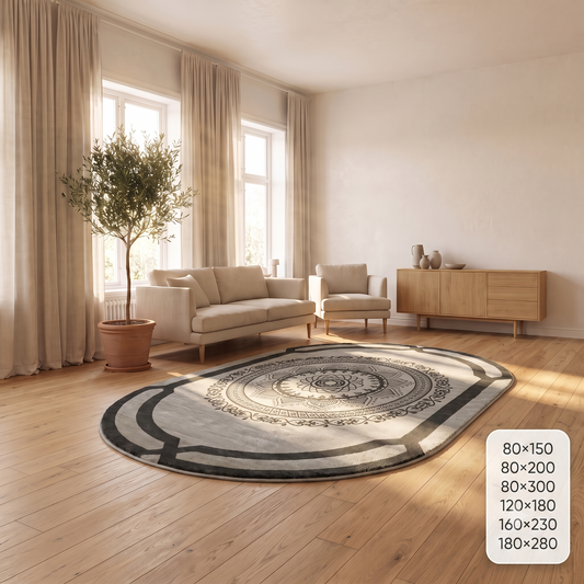3D килим Mandala Brown в етно бохо стил и противоплъзгаща основа (K-07)